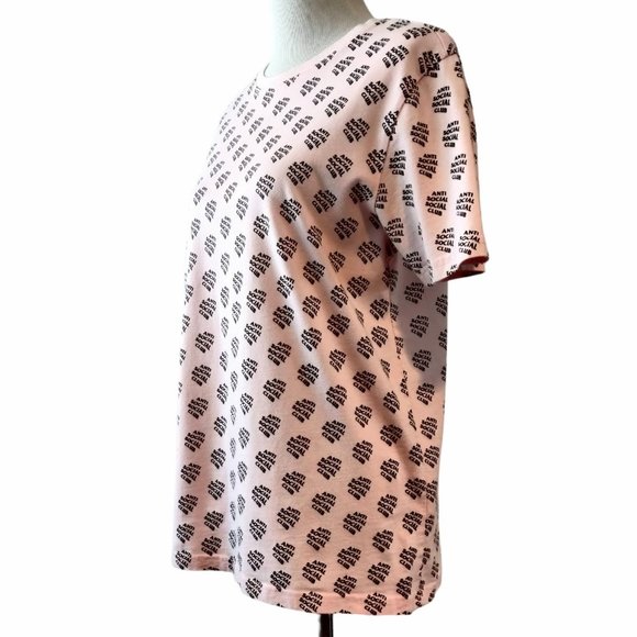 Anti Social Social Club Unisex Pink All Over You Logo Crew Neck T-Shirt Top S - Picture 3 of 8